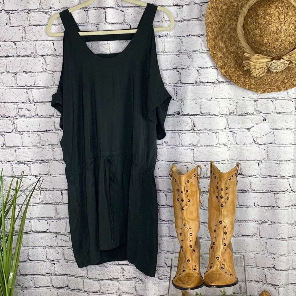 Mason green cutout‎ shoulders short sleeves drawstring waist shift dress size 6